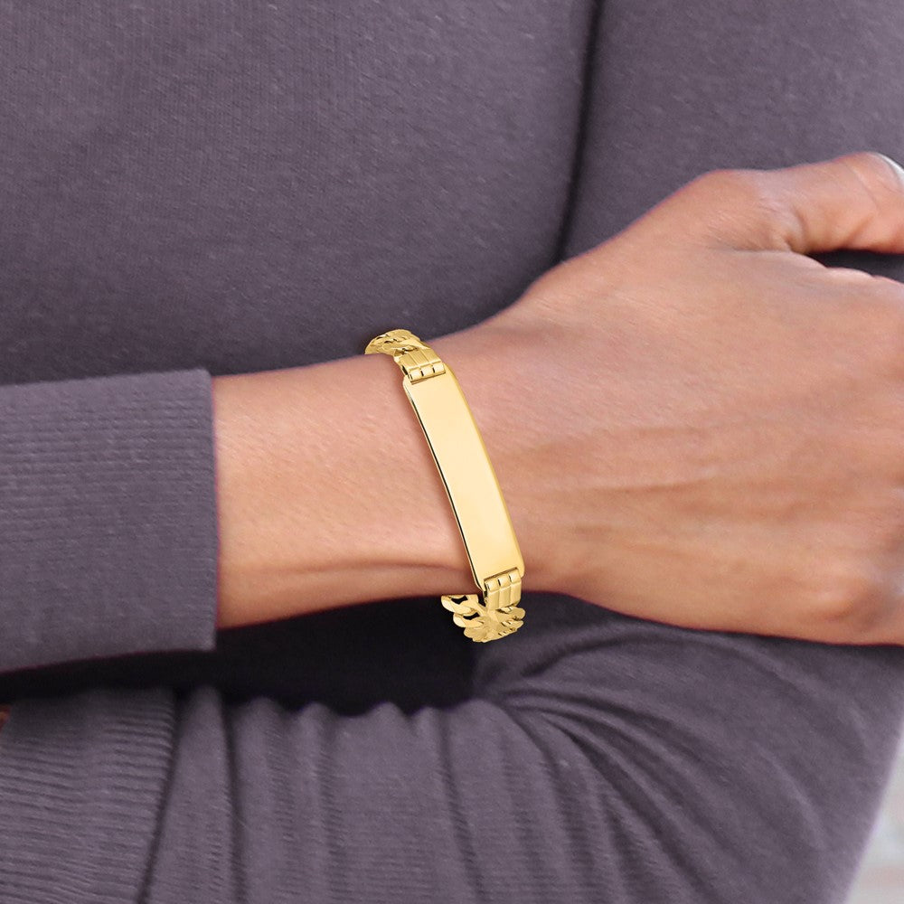 10K Yellow Gold Flat Curb Link Id Bracelet