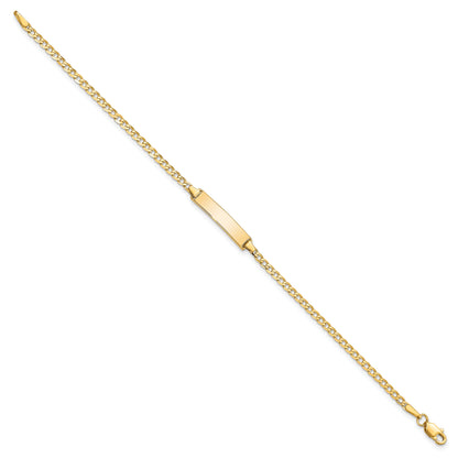 10K Yellow Gold Flat Curb Link Id Bracelet