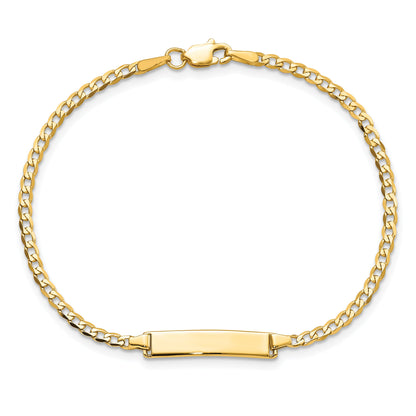 10K Yellow Gold Flat Curb Link Id Bracelet