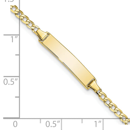 10K Yellow Gold Flat Curb Link Id Bracelet