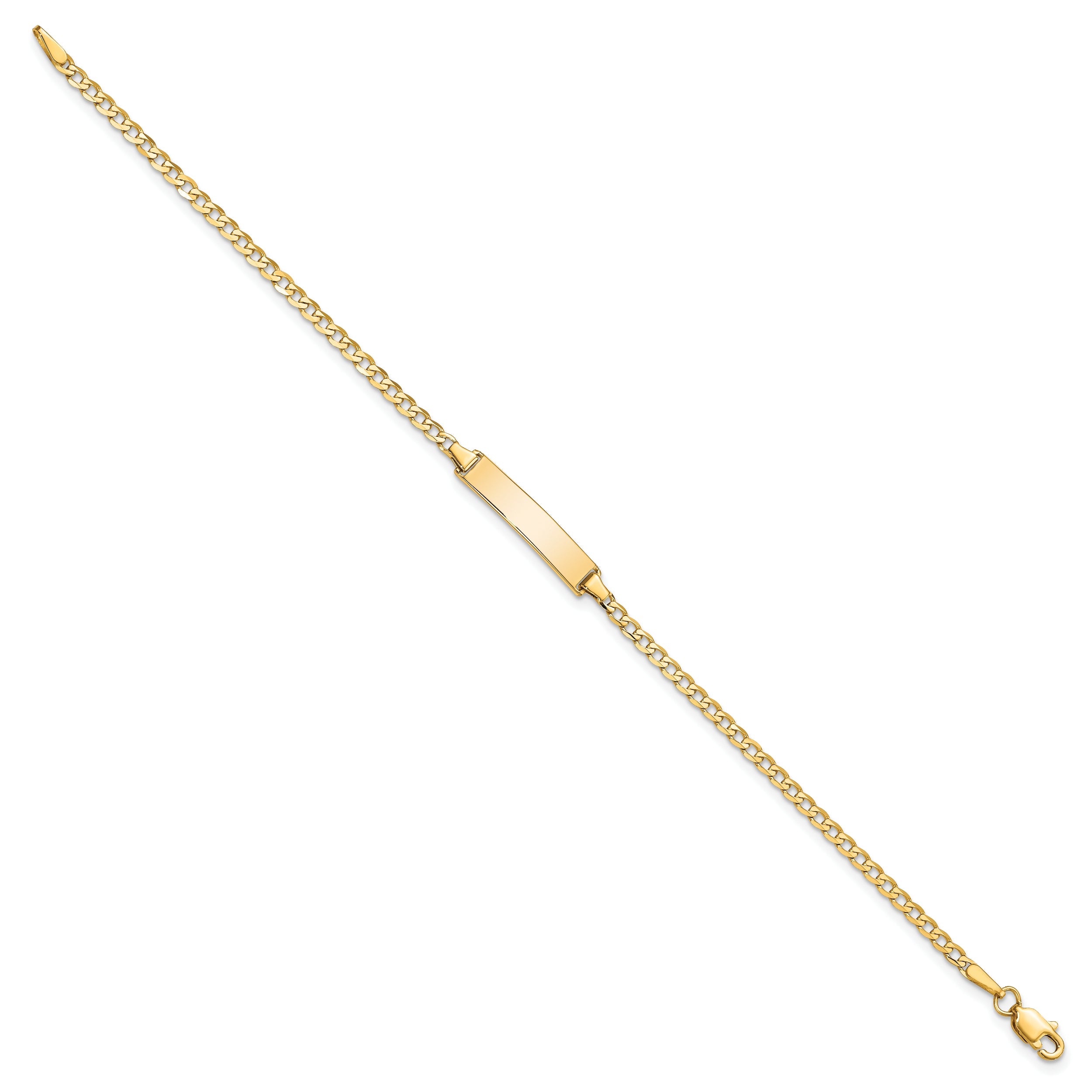 10K Yellow Gold Flat Curb Link Id Bracelet