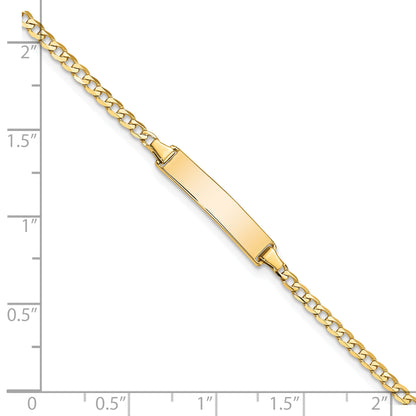 10K Yellow Gold Flat Curb Link Id Bracelet