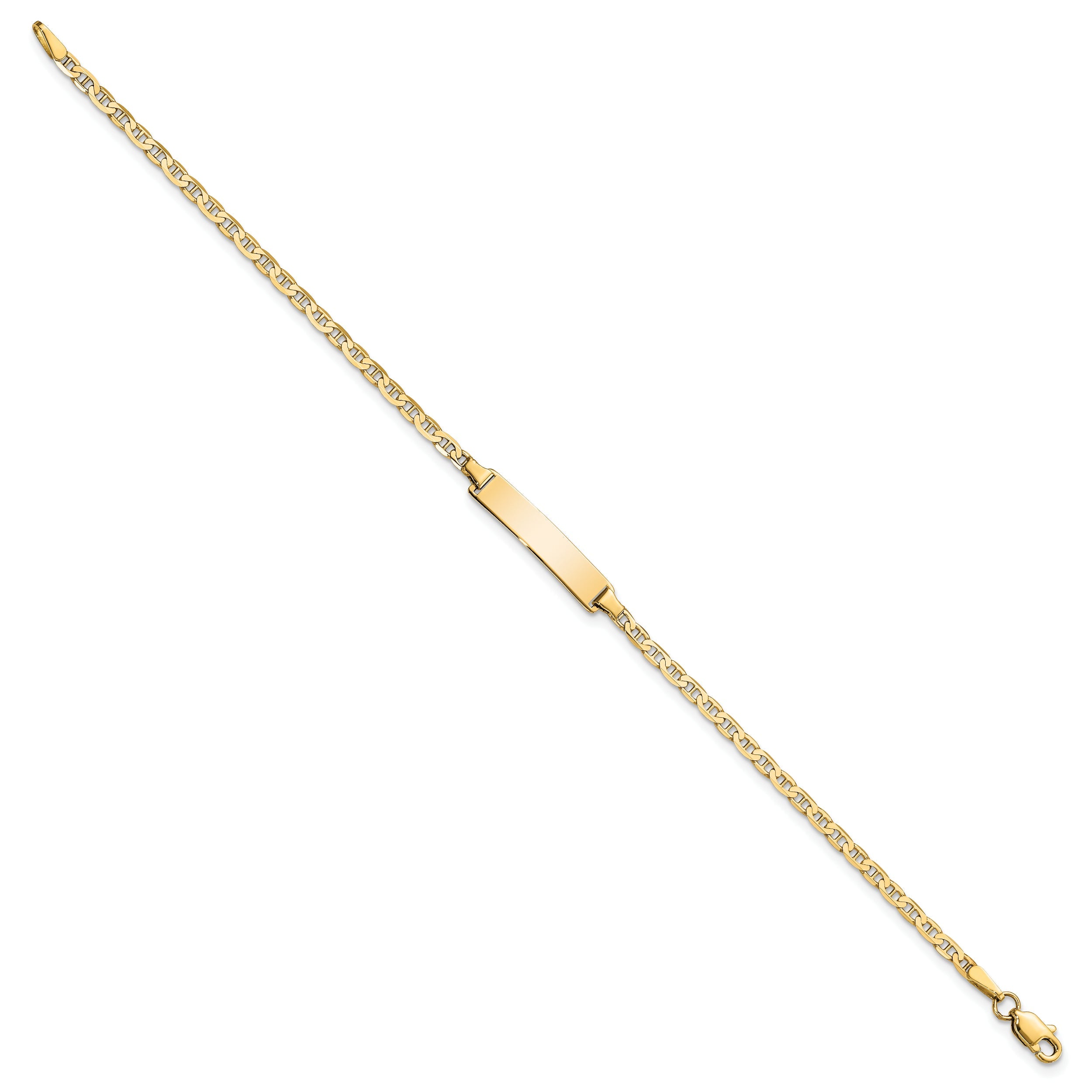 10K Yellow Gold Flat Anchor Link Id Bracelet