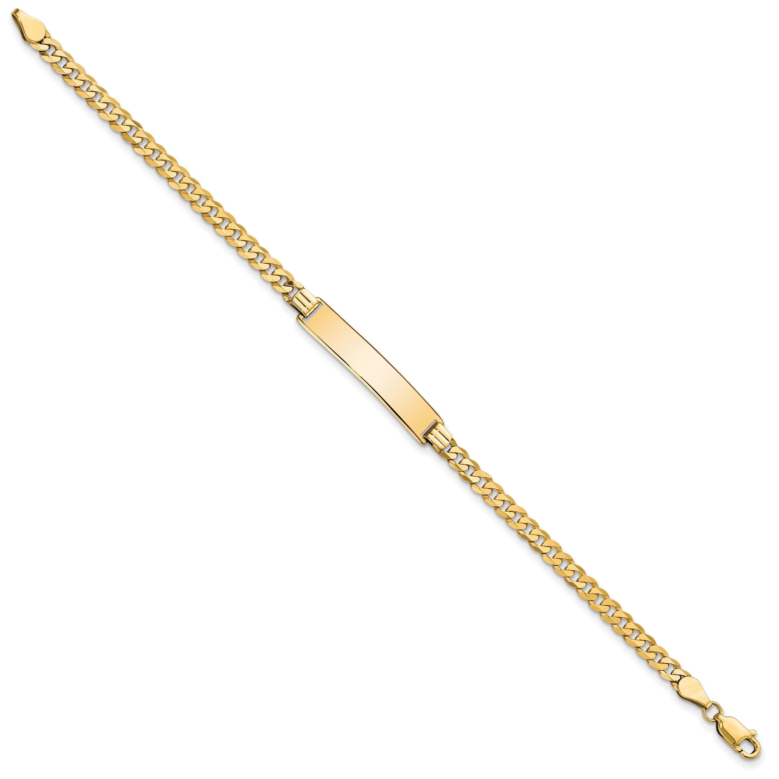 10K Yellow Gold Flat Curb Link Id Bracelet