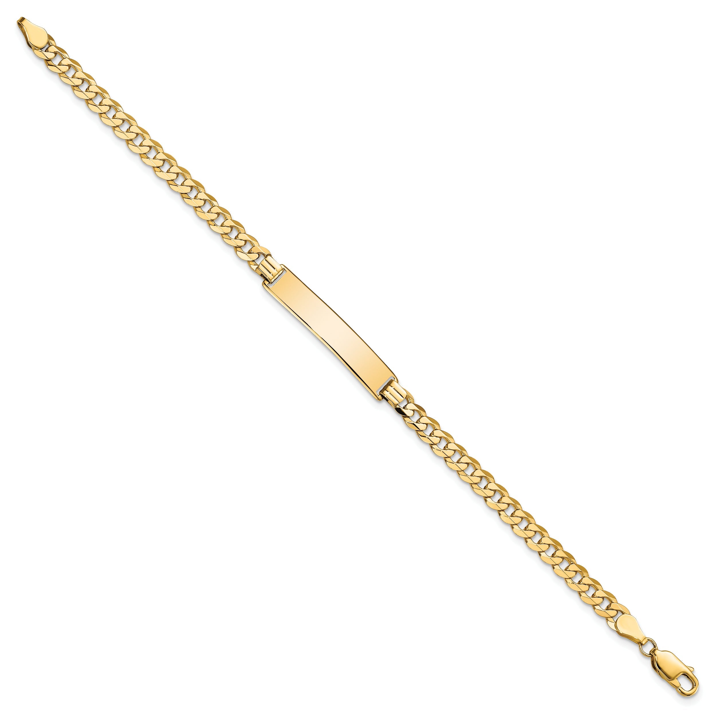 10K Yellow Gold Flat Curb Link Id Bracelet