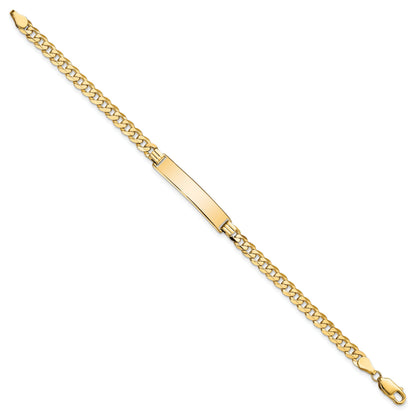 10K Yellow Gold Flat Curb Link Id Bracelet