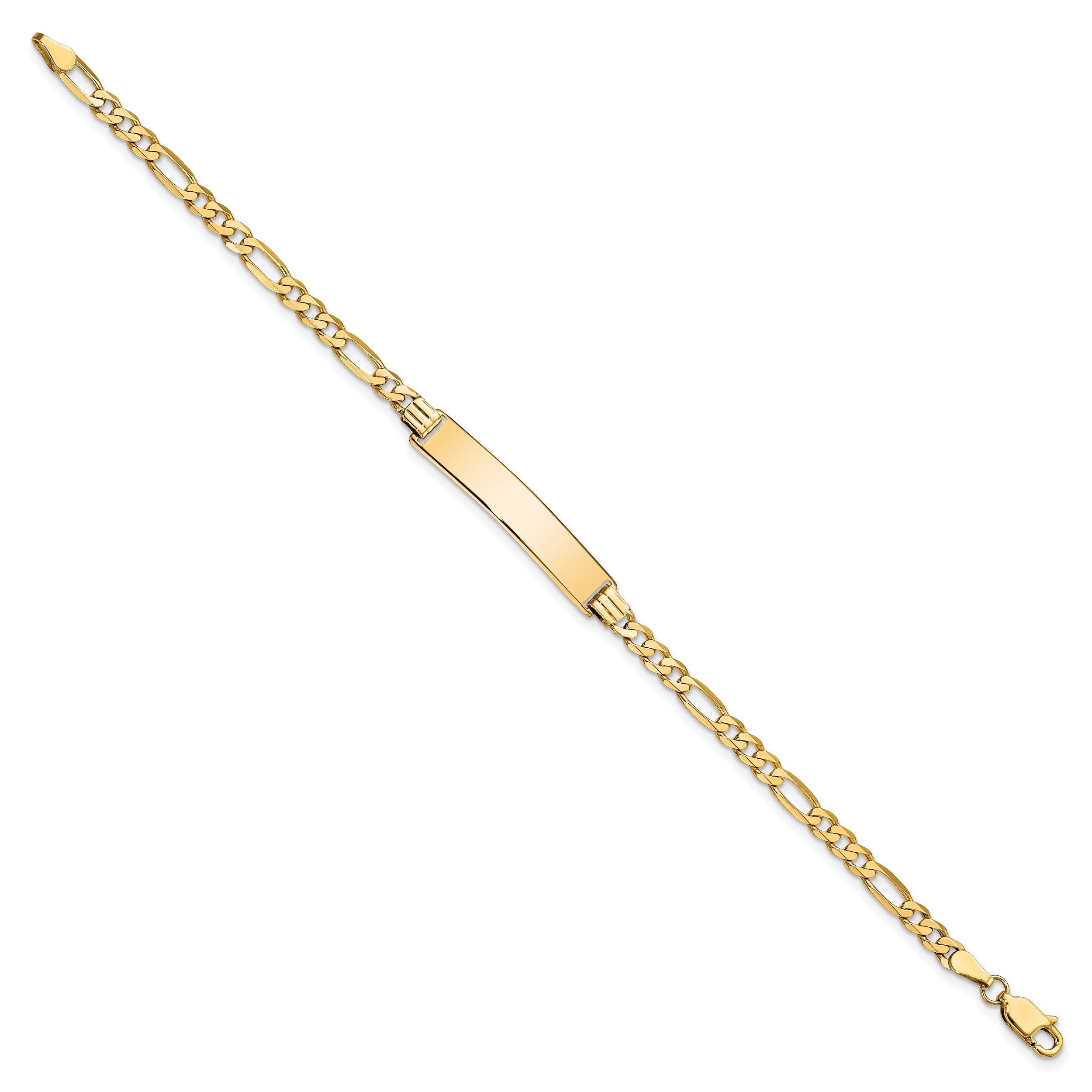 10K Yellow Gold Figaro Link Id Bracelet