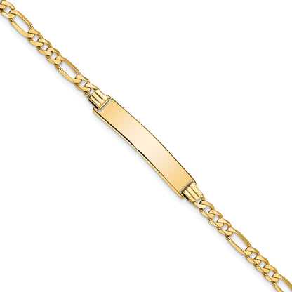 10K Yellow Gold Figaro Link Id Bracelet