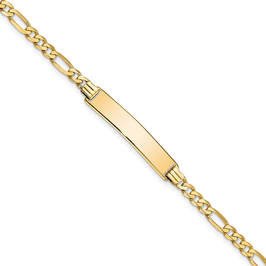 10K Yellow Gold Figaro Link Id Bracelet