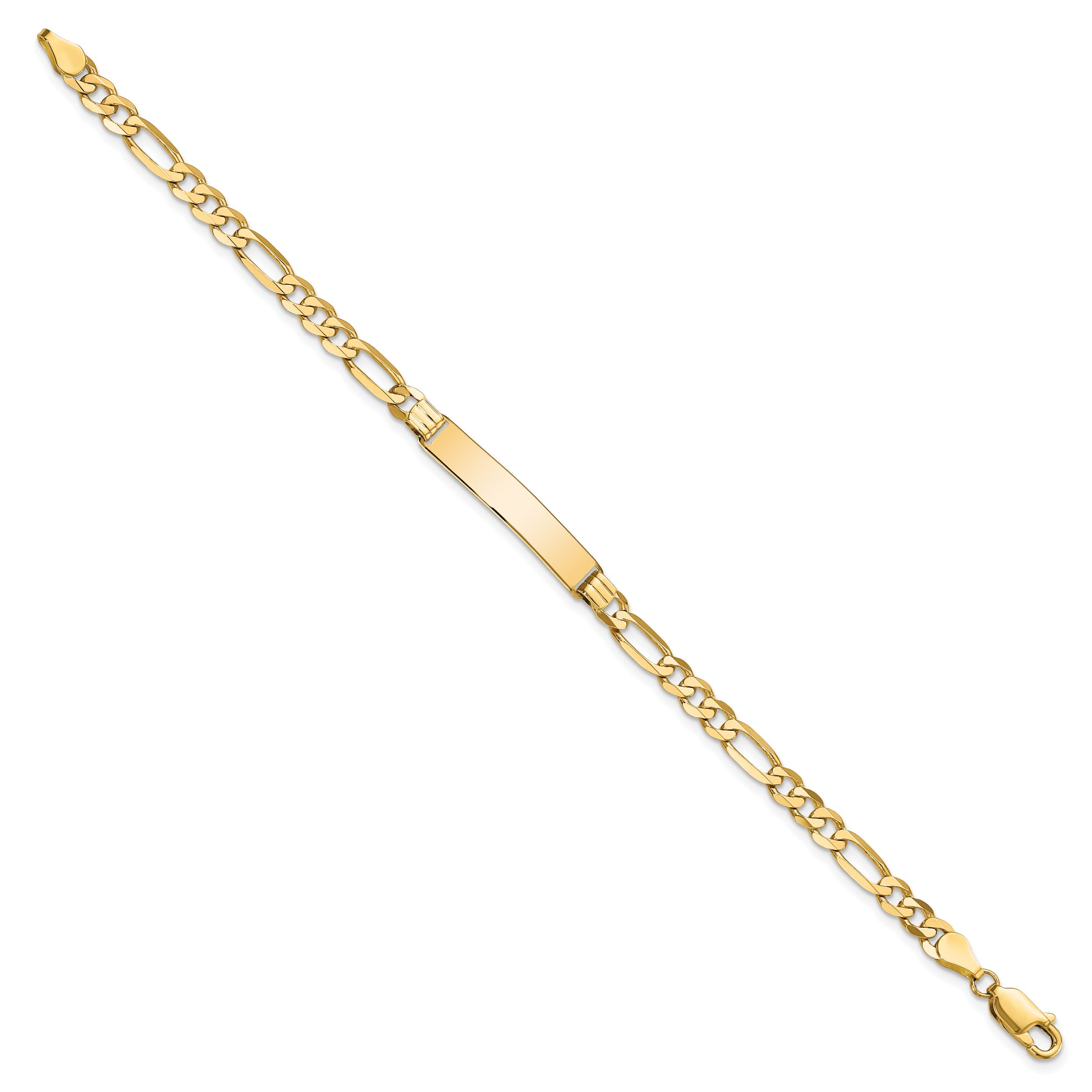 10K Yellow Gold Figaro Link Id Bracelet