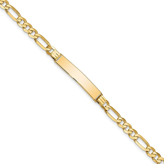 10K Yellow Gold Figaro Link Id Bracelet