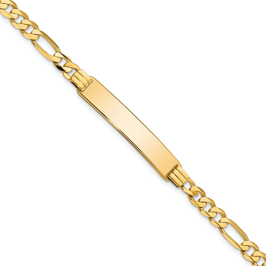 10K Yellow Gold Figaro Link Id Bracelet