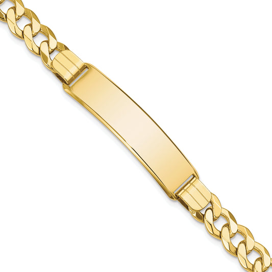 10K Yellow Gold Flat Curb Link Id Bracelet