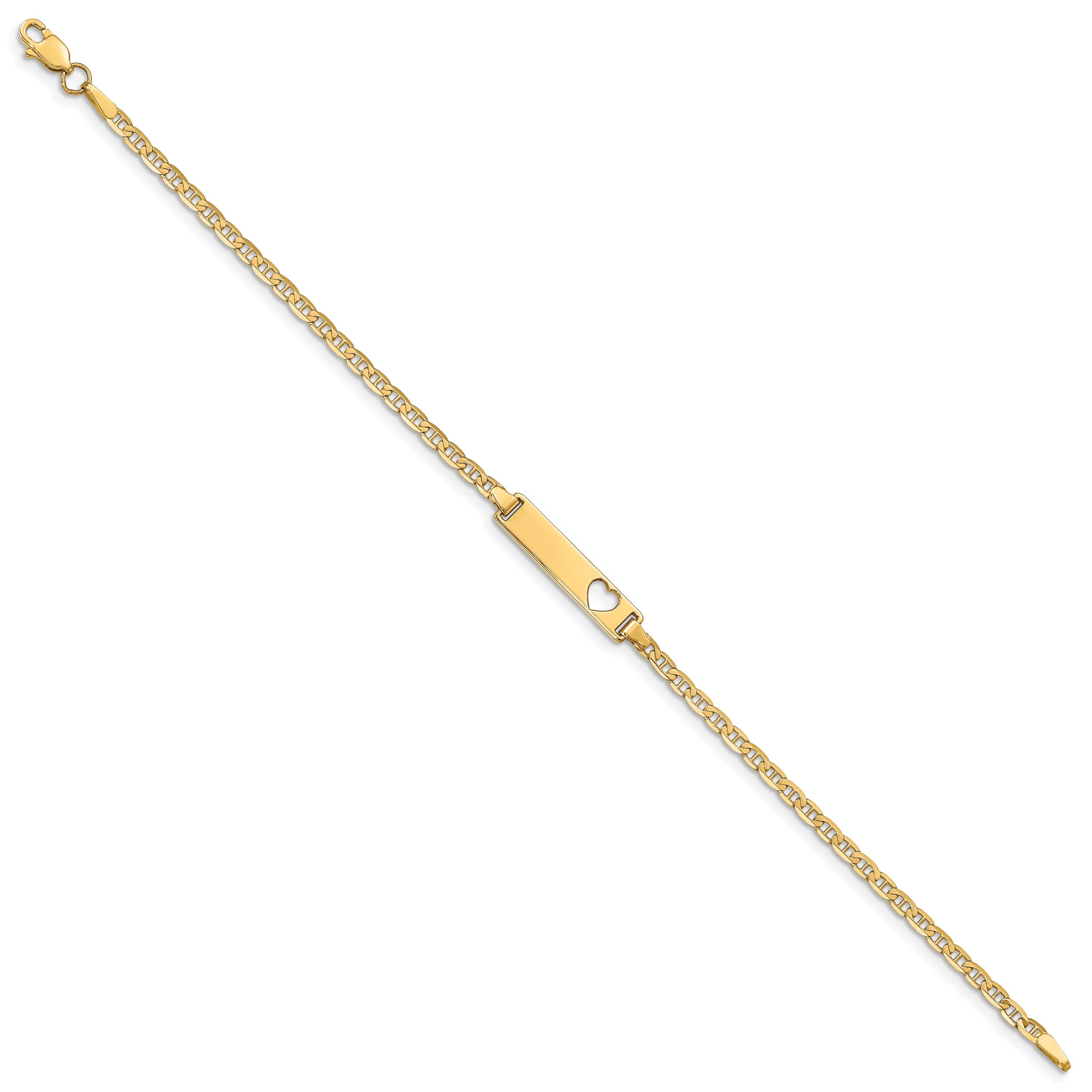 10K Yellow Gold Flat Anchor Link Id Bracelet