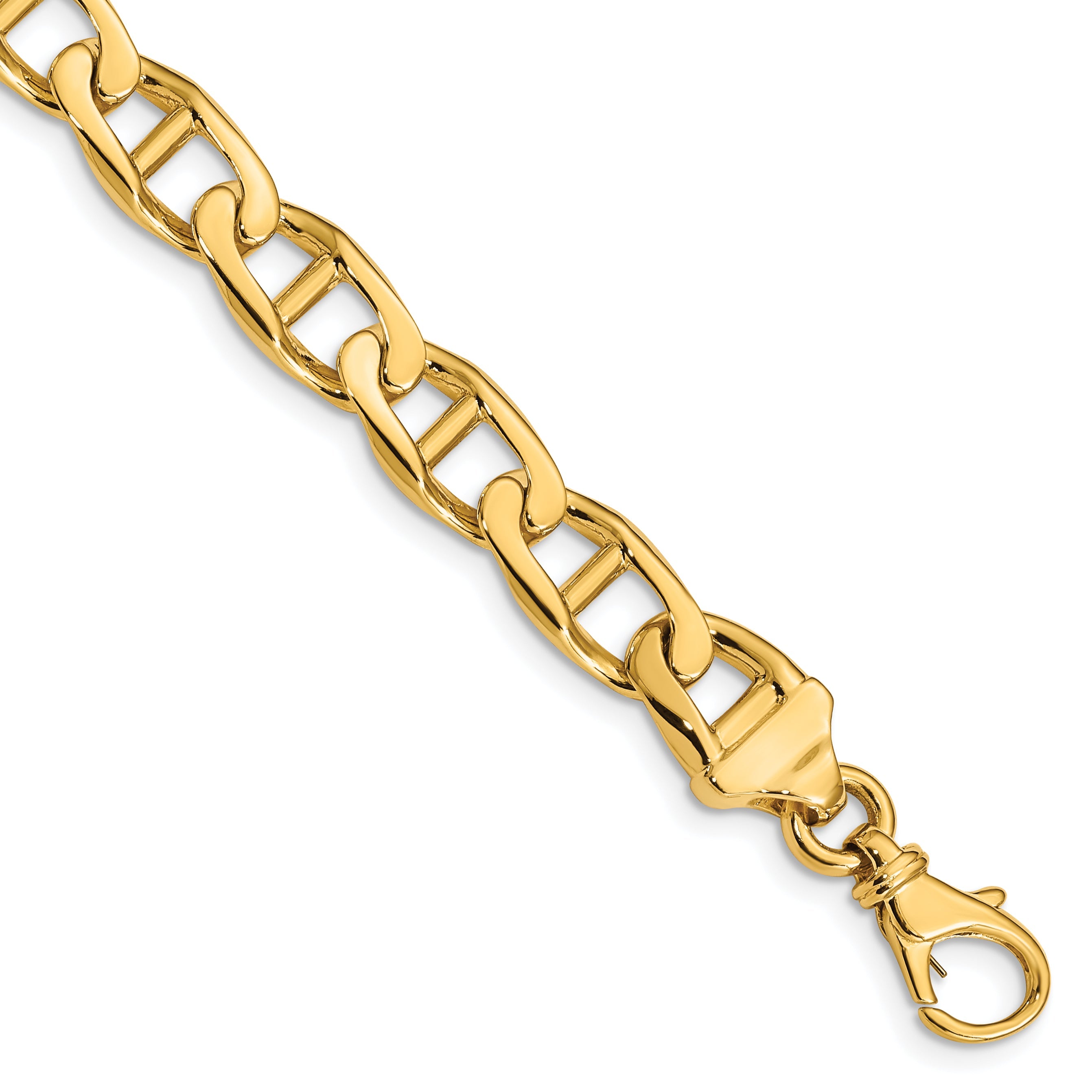 8 Inch 10K 8.5mm Hand-Polished Anchor Link Bracelet