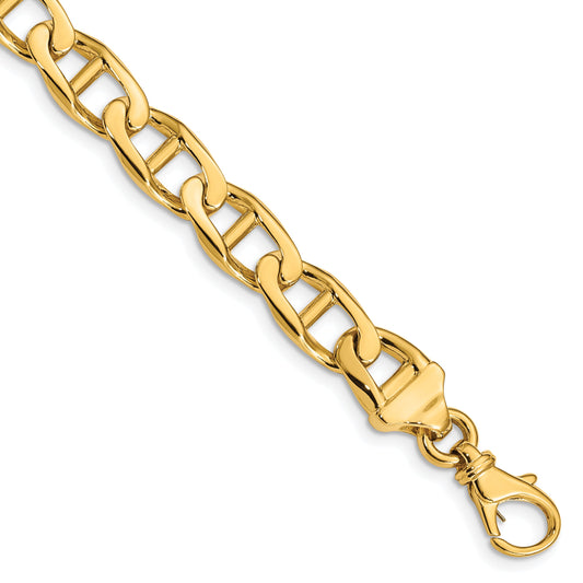 8 Inch 10K 8.5mm Hand-Polished Anchor Link Bracelet