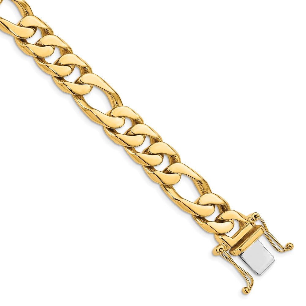 8 Inch 10K 11mm Hand-Polished Figaro Link Bracelet