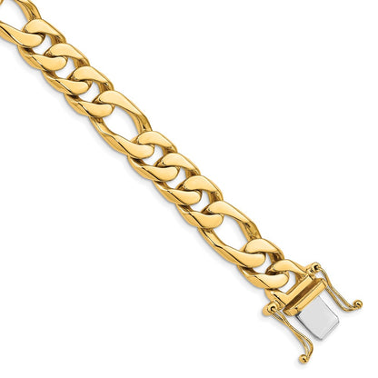 8 Inch 10K 11mm Hand-Polished Figaro Link Bracelet