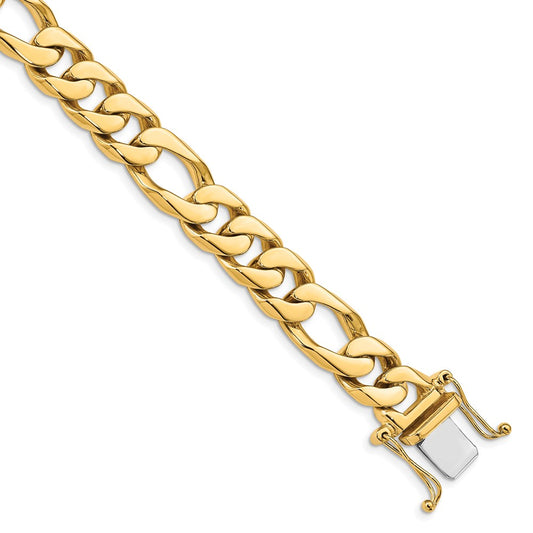8 Inch 10K 11mm Hand-Polished Figaro Link Bracelet
