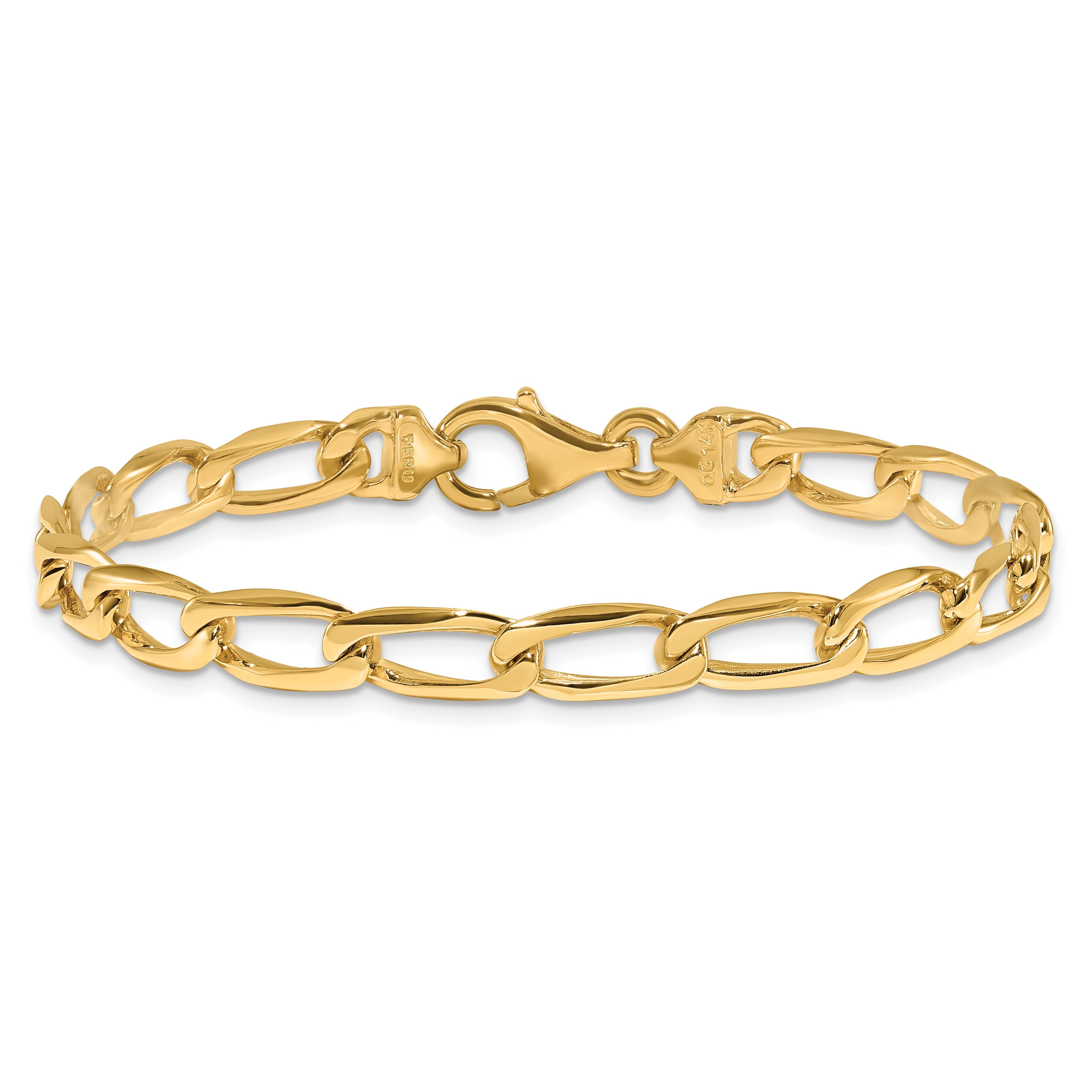 10K Yellow Gold 5.9mm Hand-Polished Open Link Bracelet