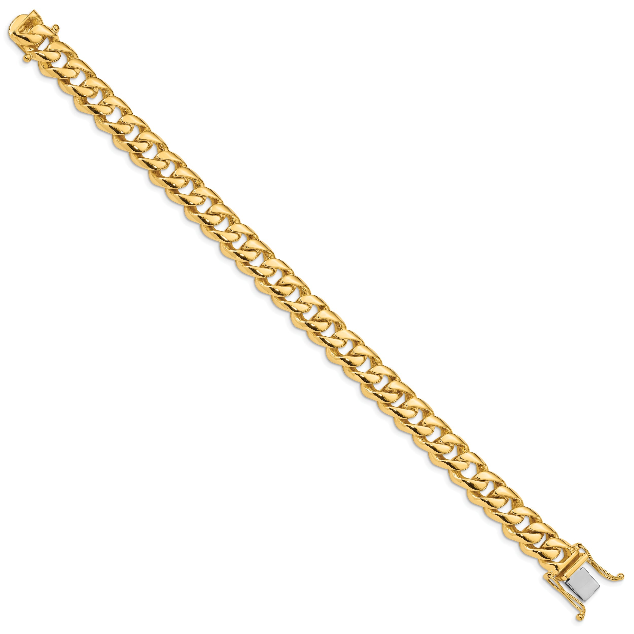 10K Yellow Gold 9.6mm Hand-Polished Rounded Curb Link Bracelet