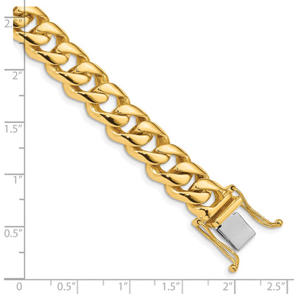 10K Yellow Gold 9.6mm Hand-Polished Rounded Curb Link Bracelet