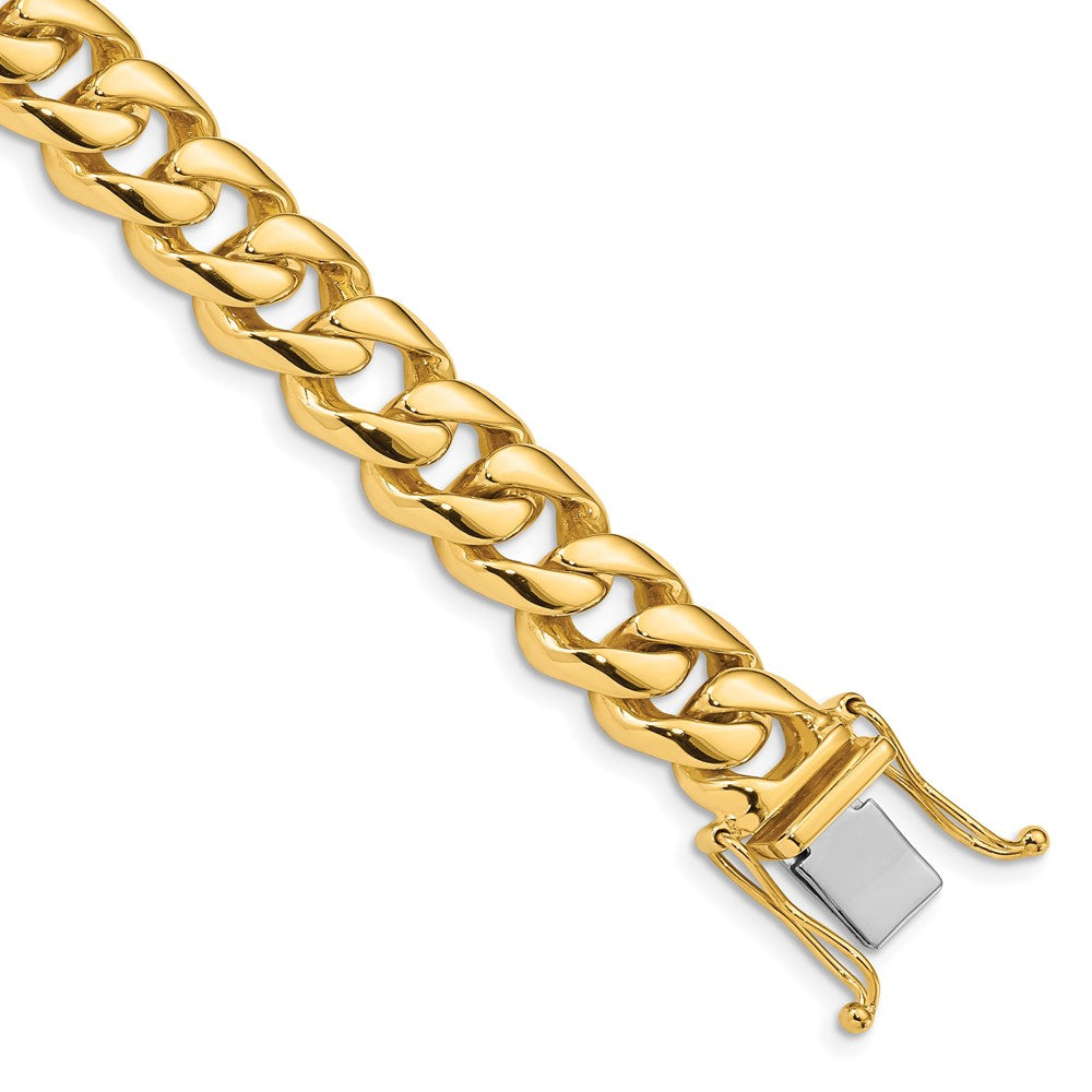 10K Yellow Gold 9.6mm Hand-Polished Rounded Curb Link Bracelet