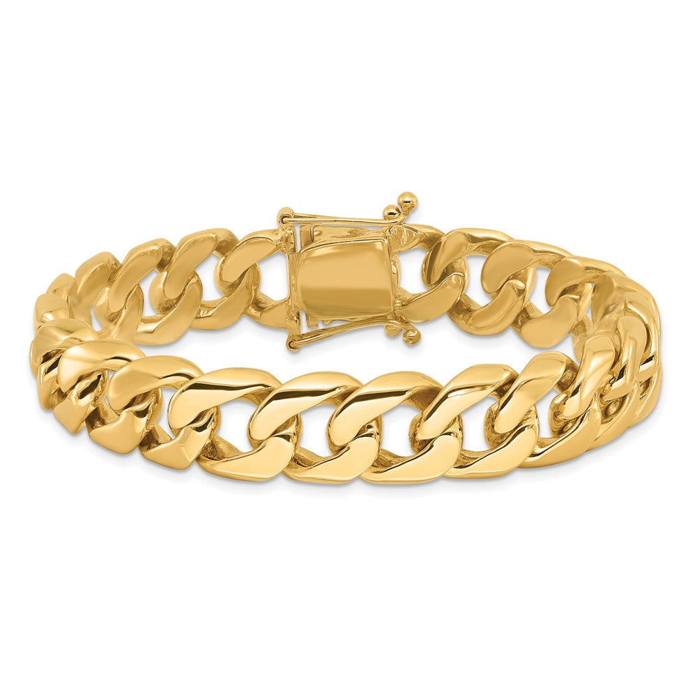 10K Yellow Gold 13.4mm Hand-Polished Rounded Curb Link Bracelet