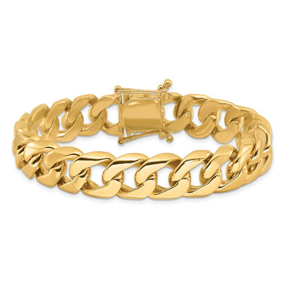 10K Yellow Gold 13.4mm Hand-Polished Rounded Curb Link Bracelet