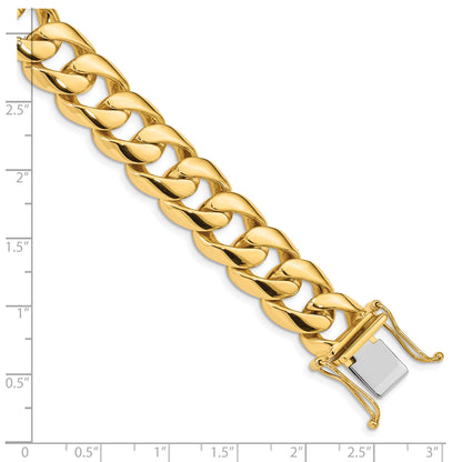 10K Yellow Gold 13.4mm Hand-Polished Rounded Curb Link Bracelet