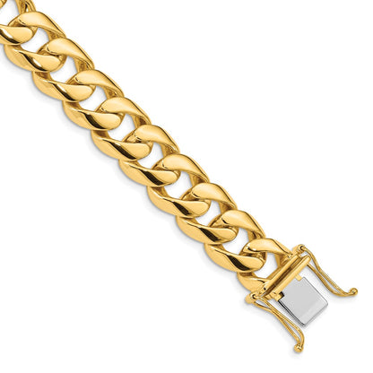 10K Yellow Gold 13.4mm Hand-Polished Rounded Curb Link Bracelet
