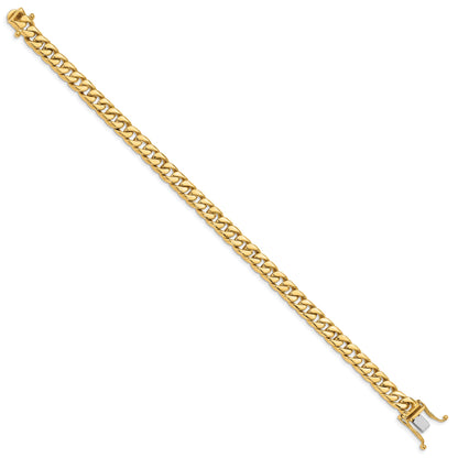 10K Yellow Gold 6.8mm Hand-Polished Flat Beveled Curb Link Bracelet