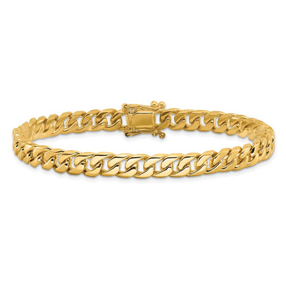 10K Yellow Gold 6.8mm Hand-Polished Flat Beveled Curb Link Bracelet
