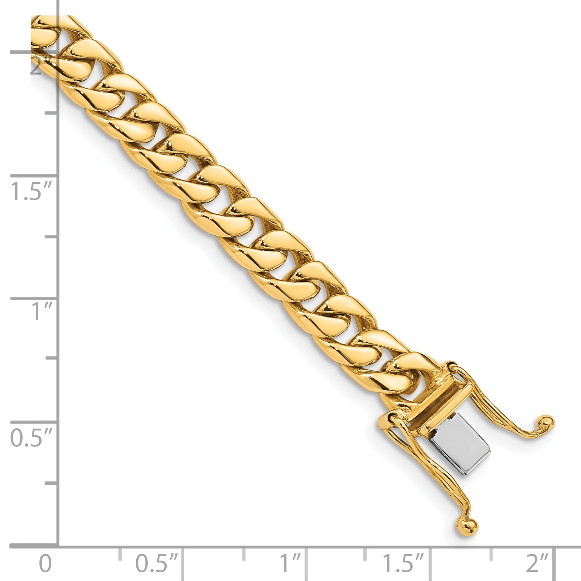 10K Yellow Gold 6.8mm Hand-Polished Flat Beveled Curb Link Bracelet