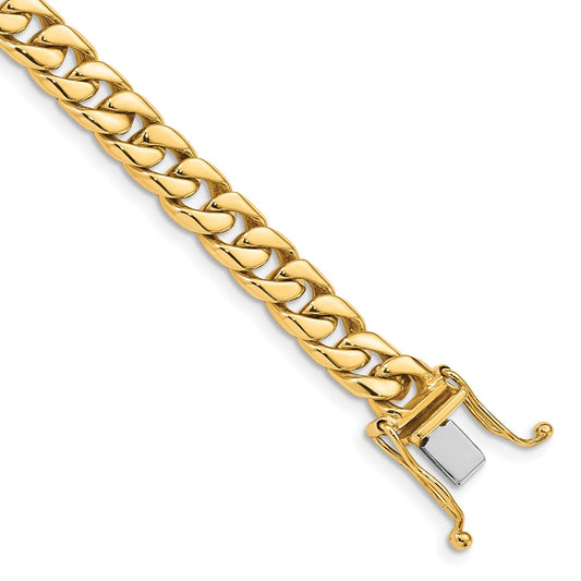 10K Yellow Gold 6.8mm Hand-Polished Flat Beveled Curb Link Bracelet
