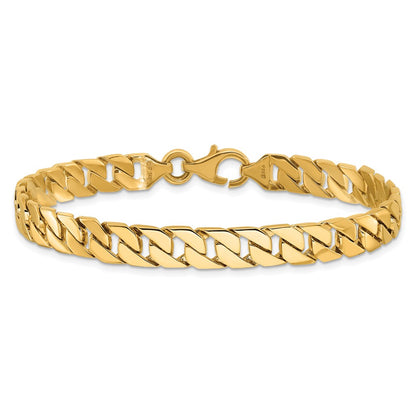 8 Inch 10K Yellow Gold 7.4mm Hand-Polished Fancy Link Chain Bracelet