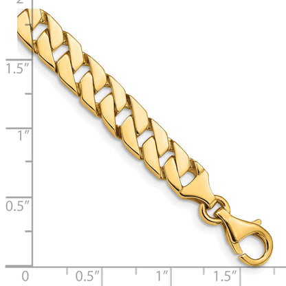 7 Inch 10K Yellow Gold 7.4mm Hand-Polished Fancy Link Chain Bracelet