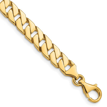 8 Inch 10K Yellow Gold 7.4mm Hand-Polished Fancy Link Chain Bracelet