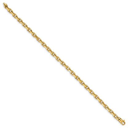 7 Inch 10K Yellow Gold 4.2mm Hand-Polished Fancy Link Chain Bracelet