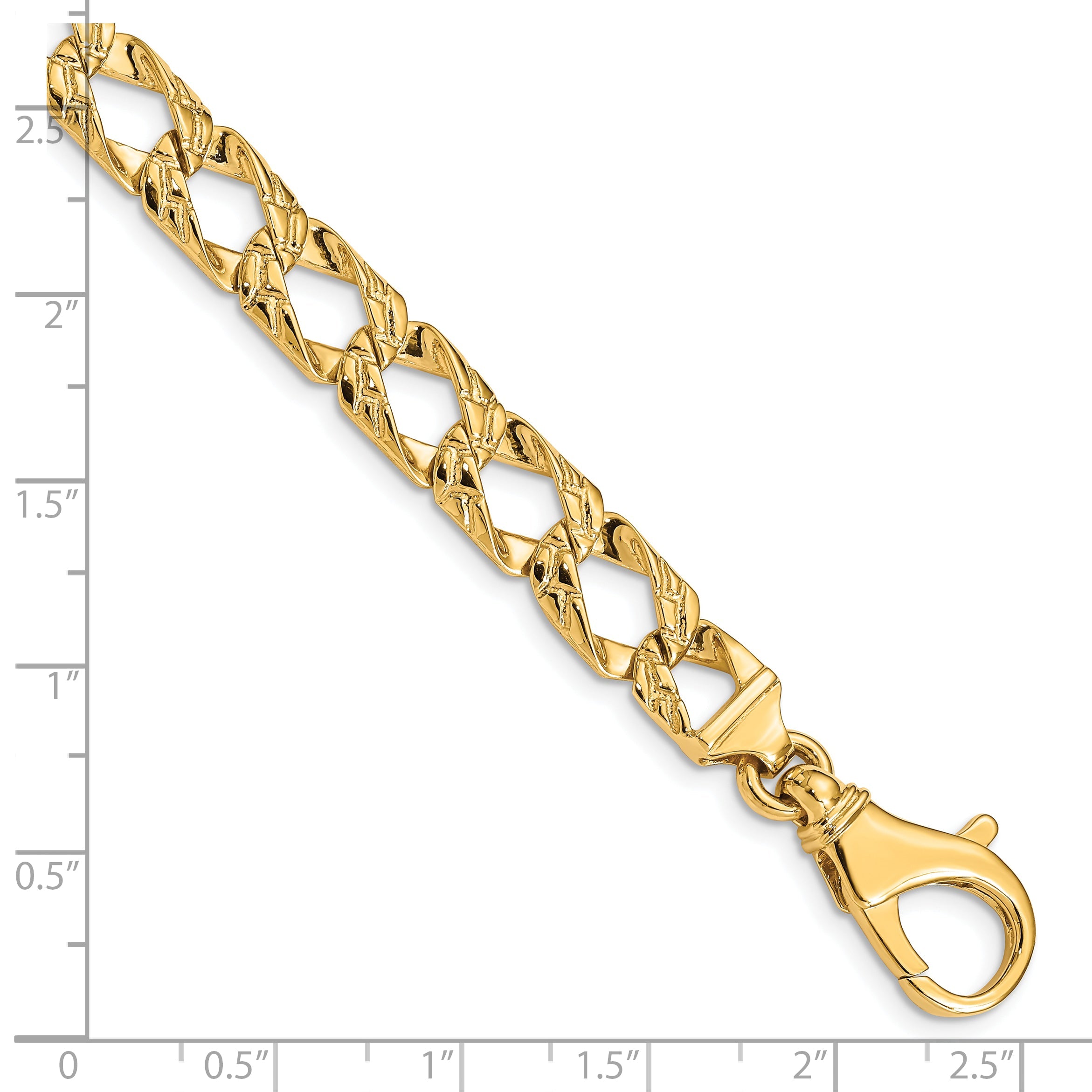 7 Inch 10K Yellow Gold 8.6mm Hand Polished Fancy Link Chain Bracelet
