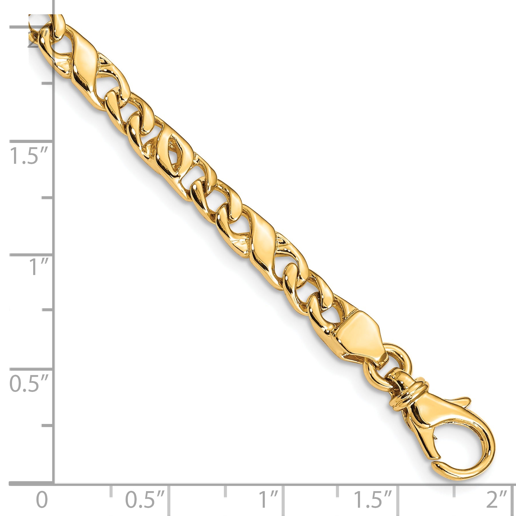 7 Inch 10K Yellow Gold 4.8mm Hand Polished Fancy Link Chain Bracelet