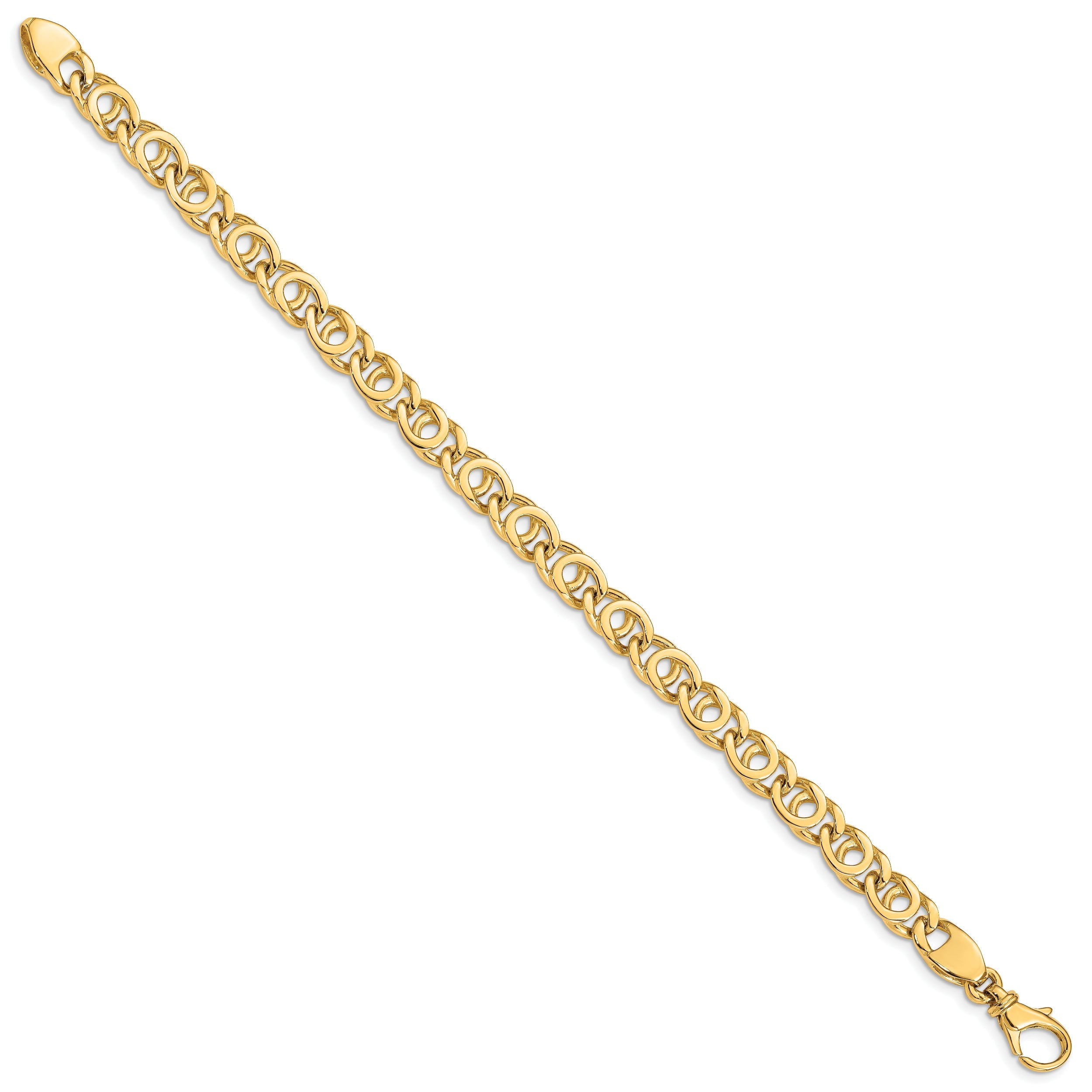 7 Inch 10K Yellow Gold 7mm Hand Polished Fancy Link Chain Bracelet