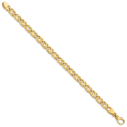 7 Inch 10K Yellow Gold 7mm Hand Polished Fancy Link Chain Bracelet