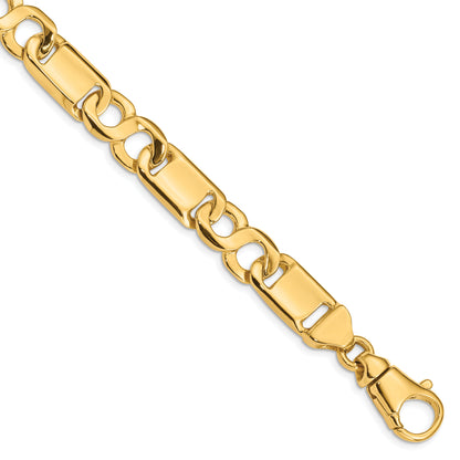9 Inch 10K Yellow Gold 10.4mm Hand-Polished Fancy Link Chain Bracelet