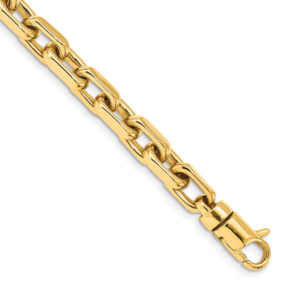 9 Inch 10K Yellow Gold 7mm Hand-Polished Fancy Link Chain Bracelet