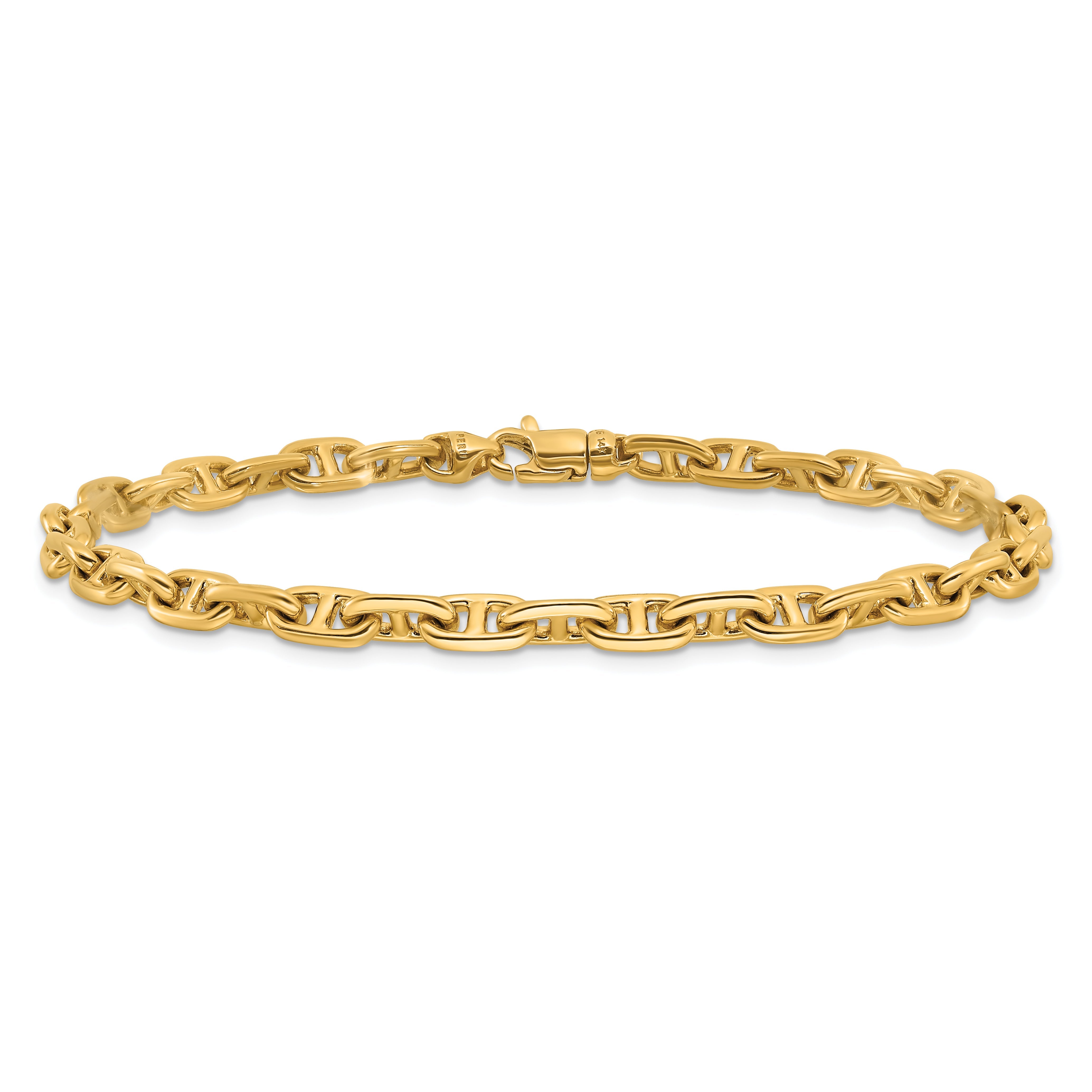 10K Yellow Gold 5.1mm Hand-Polished Fancy Link Bracelet