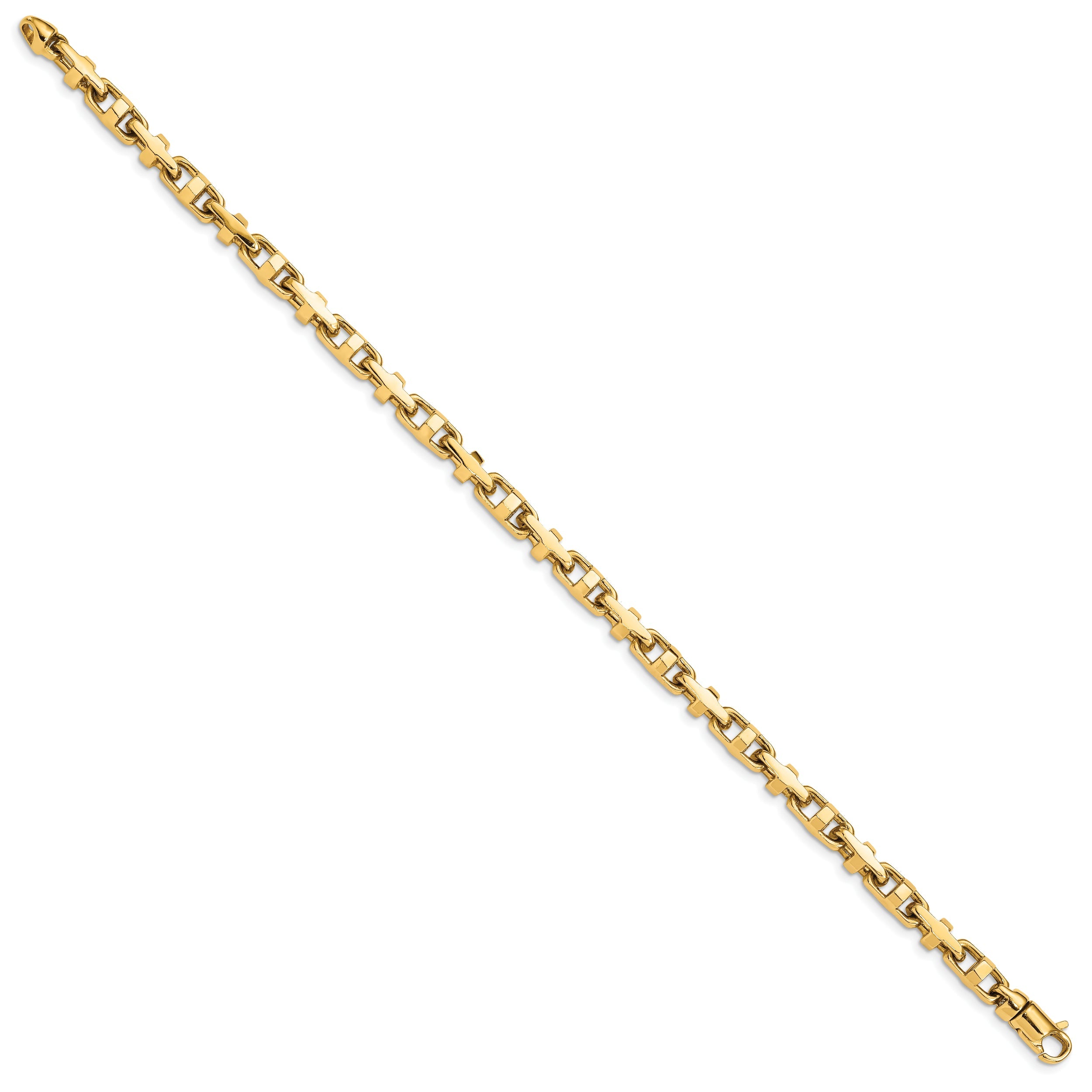 10K Yellow Gold 5mm Hand-Polished Fancy Link Bracelet