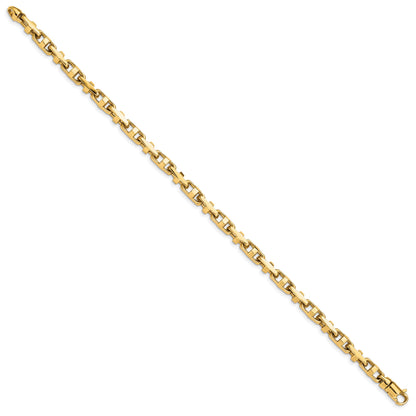 10K Yellow Gold 5mm Hand-Polished Fancy Link Bracelet