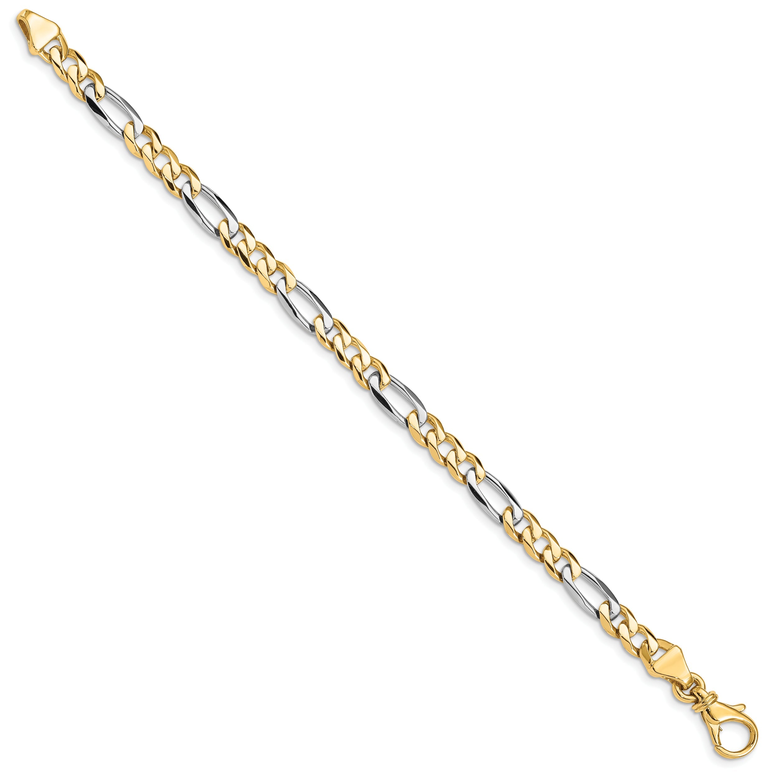 7 Inch 10K Two-Tone 5.8mm Hand Polished Fancy Link Chain Bracelet