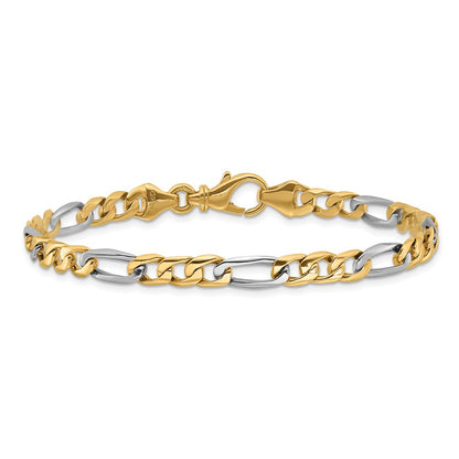 10K Two-Tone 5.8mm Hand Polished Fancy Link Bracelet